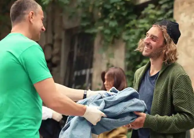 Man receiving donated goods
